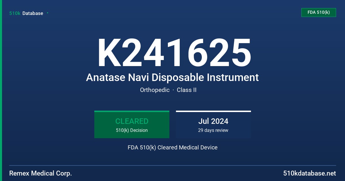 K241625 Anatase Navi Disposable Instrument FDA 510(k) Cleared Medical Device