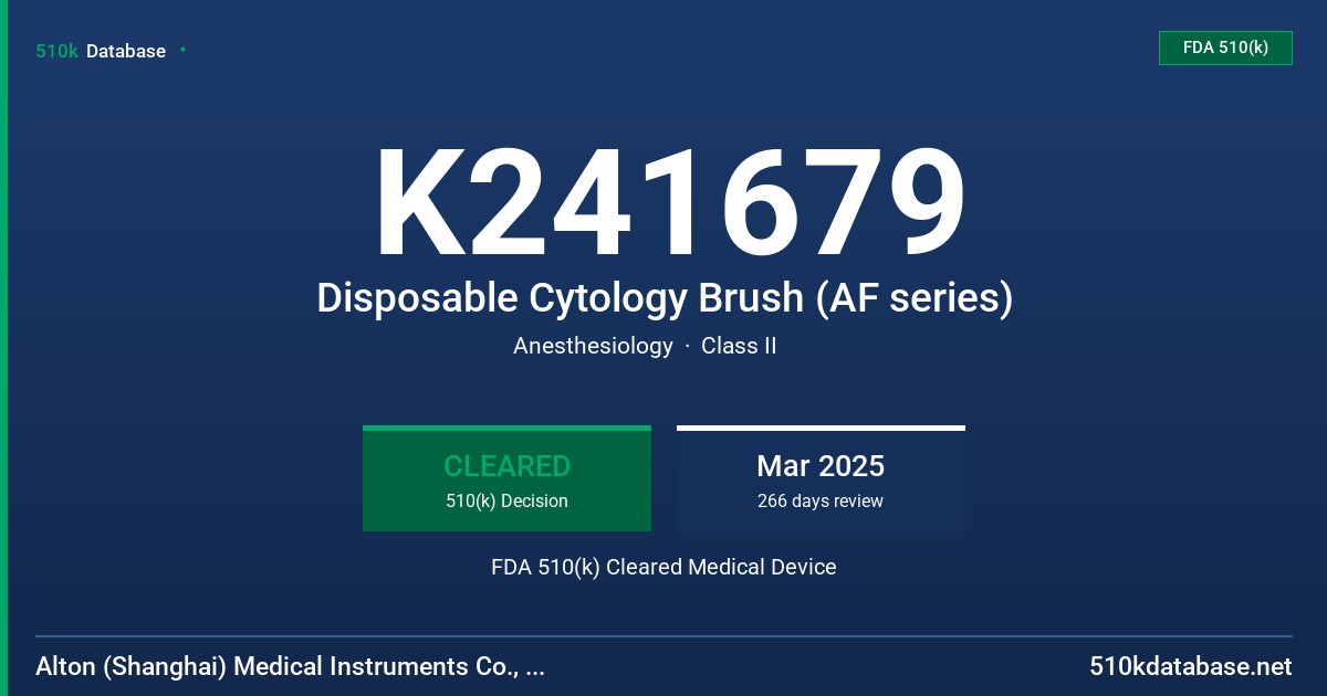 K241679 Disposable Cytology Brush (AF series) FDA 510(k) Cleared Medical Device