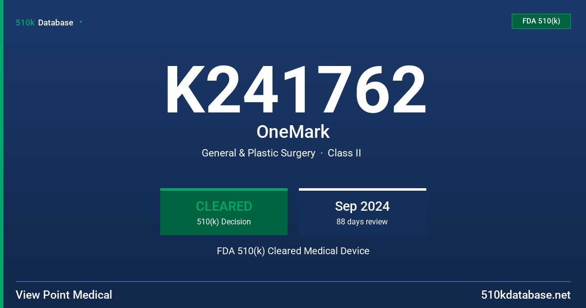 K241762 OneMark FDA 510(k) Cleared Medical Device