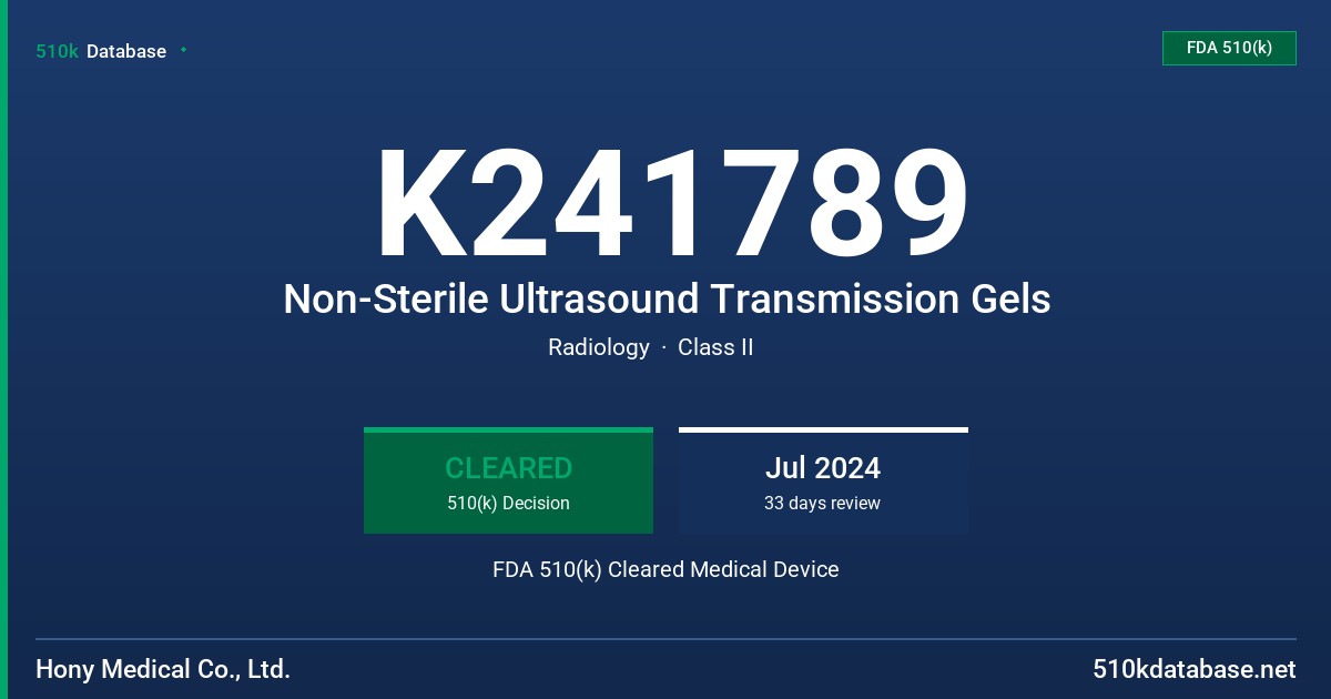 K241789 Non-Sterile Ultrasound Transmission Gels FDA 510(k) Cleared Medical Device