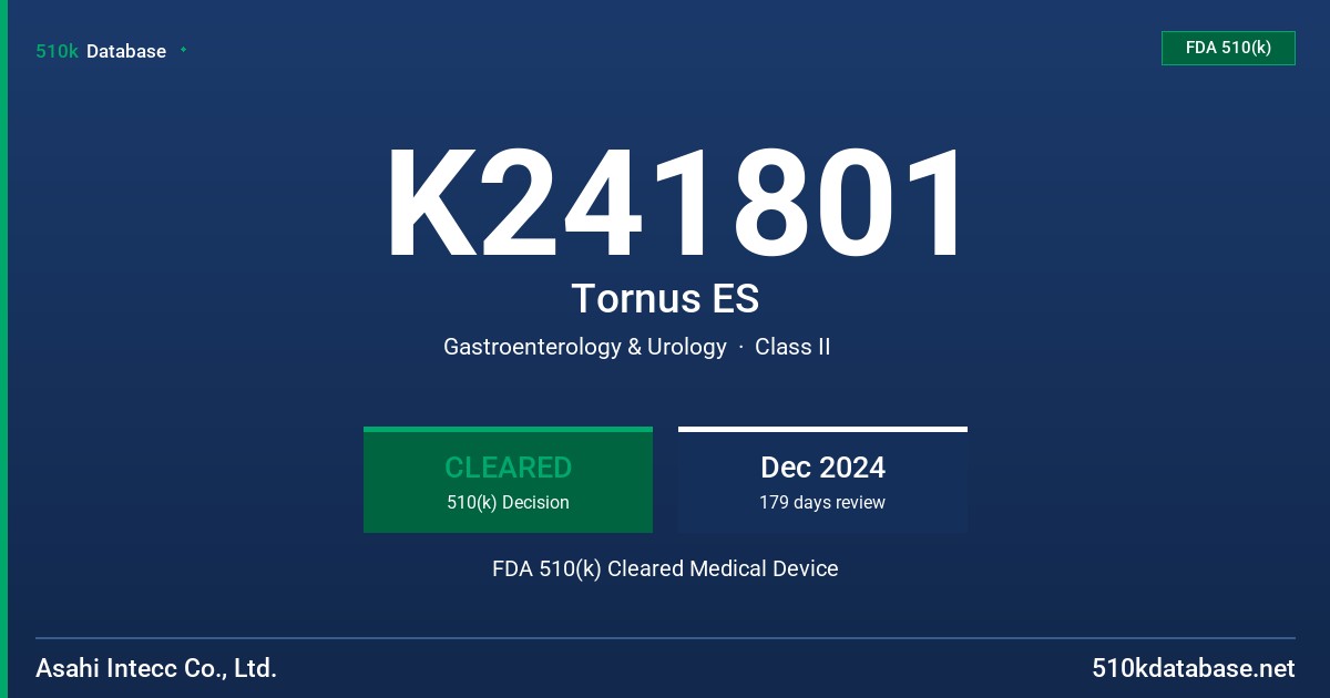 K241801 Tornus ES FDA 510(k) Cleared Medical Device