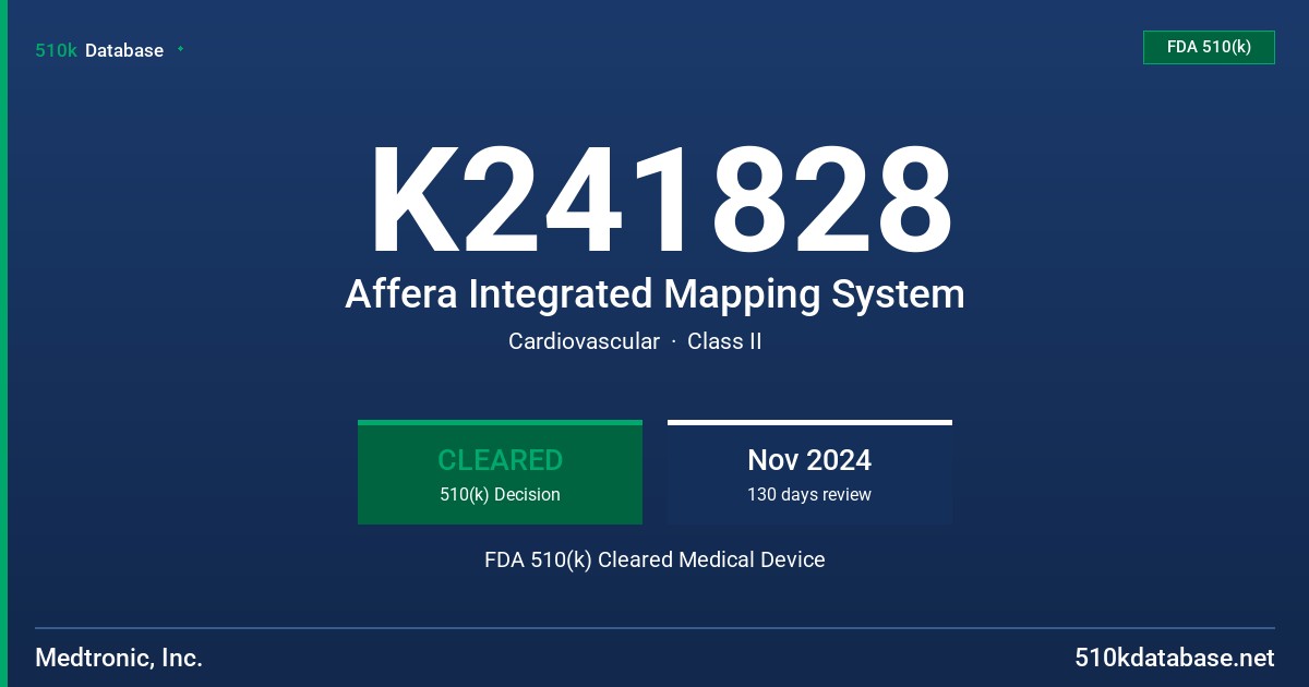 K241828 Affera Integrated Mapping System FDA 510(k) Cleared Medical Device