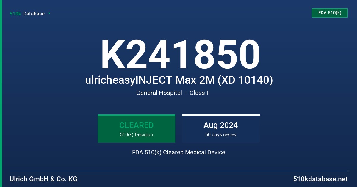 K241850 ulricheasyINJECT Max 2M (XD 10140) FDA 510(k) Cleared Medical Device