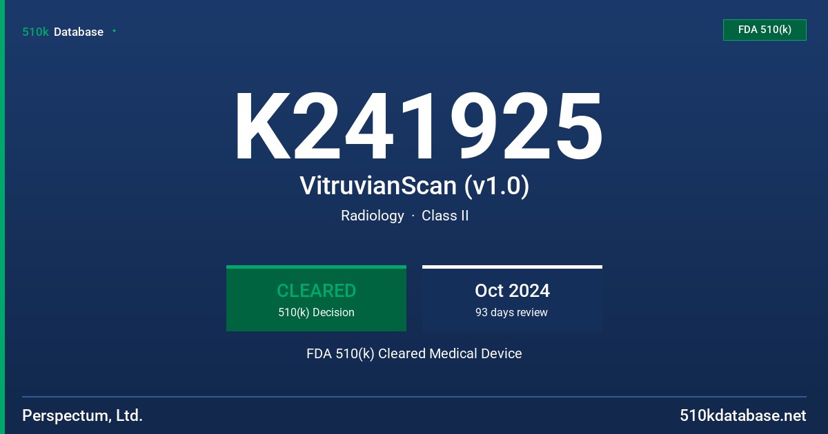 K241925 VitruvianScan (v1.0) FDA 510(k) Cleared Medical Device