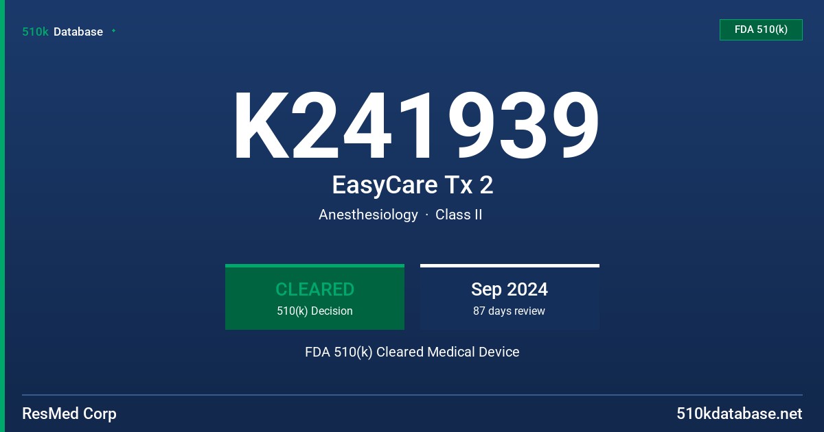 K241939 EasyCare Tx 2 FDA 510(k) Cleared Medical Device