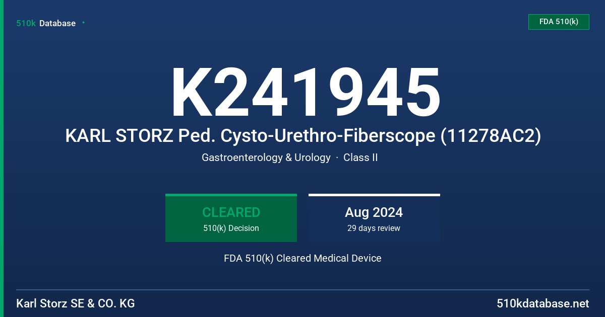 K241945 KARL STORZ Ped. Cysto-Urethro-Fiberscope (11278AC2) FDA 510(k) Cleared Medical Device