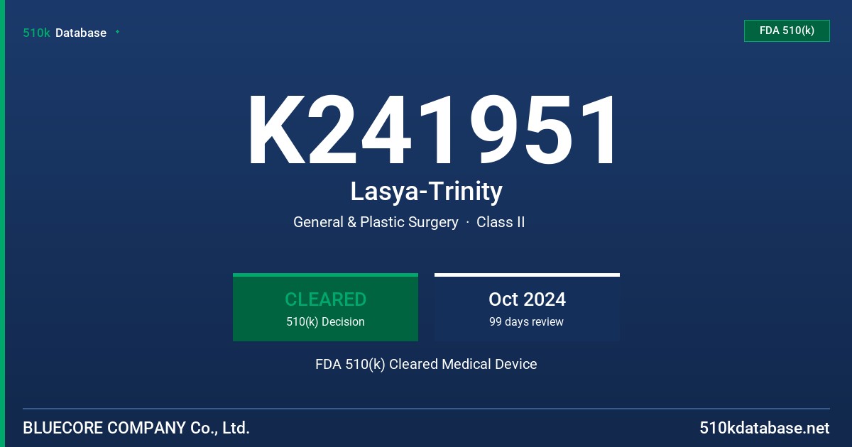 K241951 Lasya-Trinity FDA 510(k) Cleared Medical Device