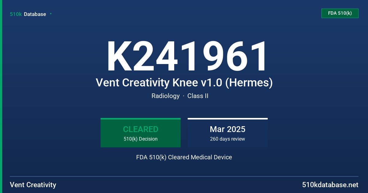 K241961 Vent Creativity Knee v1.0 (Hermes) FDA 510(k) Cleared Medical Device