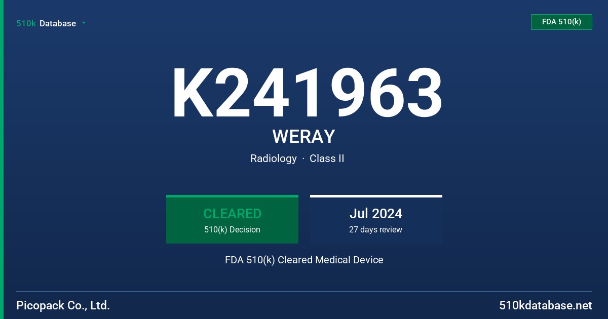 K241963 WERAY FDA 510(k) Cleared Medical Device