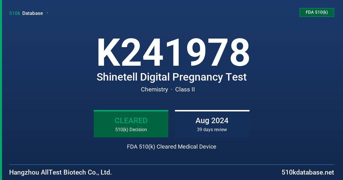 K241978 Shinetell Digital Pregnancy Test FDA 510(k) Cleared Medical Device