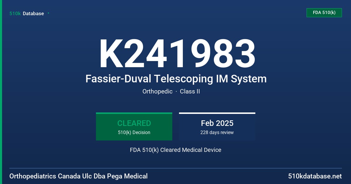 K241983 Fassier-Duval Telescoping IM System FDA 510(k) Cleared Medical Device