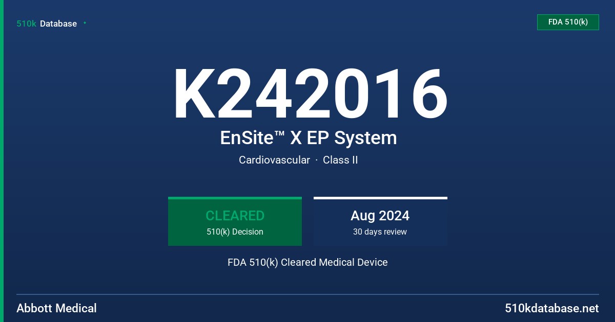 K242016 EnSite™ X EP System FDA 510(k) Cleared Medical Device