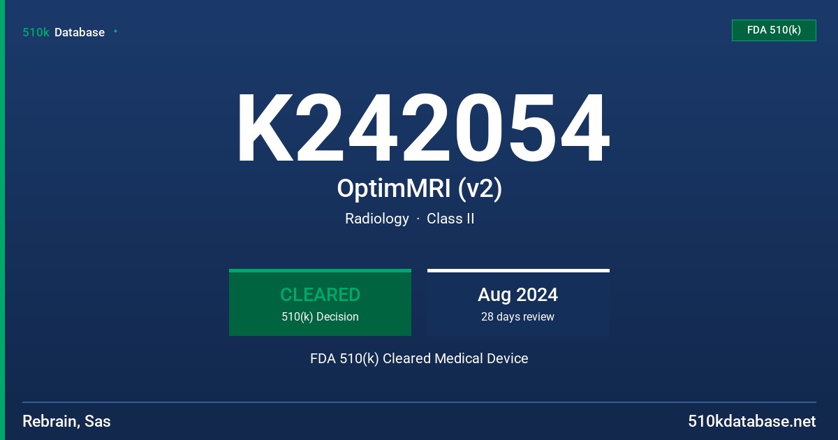 K242054 OptimMRI (v2) FDA 510(k) Cleared Medical Device