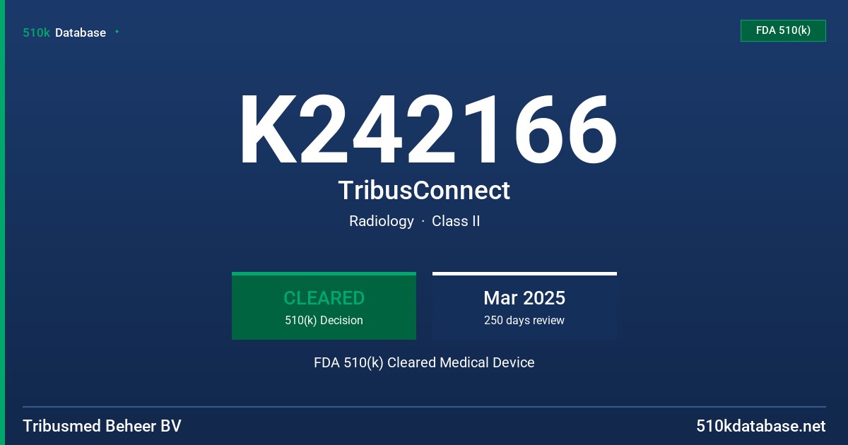 K242166 TribusConnect FDA 510(k) Cleared Medical Device