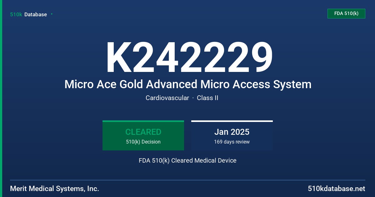 K242229 Micro Ace Gold Advanced Micro Access System FDA 510(k) Cleared Medical Device