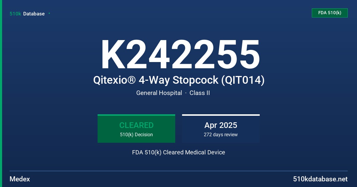 K242255 Qitexio® 4-Way Stopcock (QIT014) FDA 510(k) Cleared Medical Device