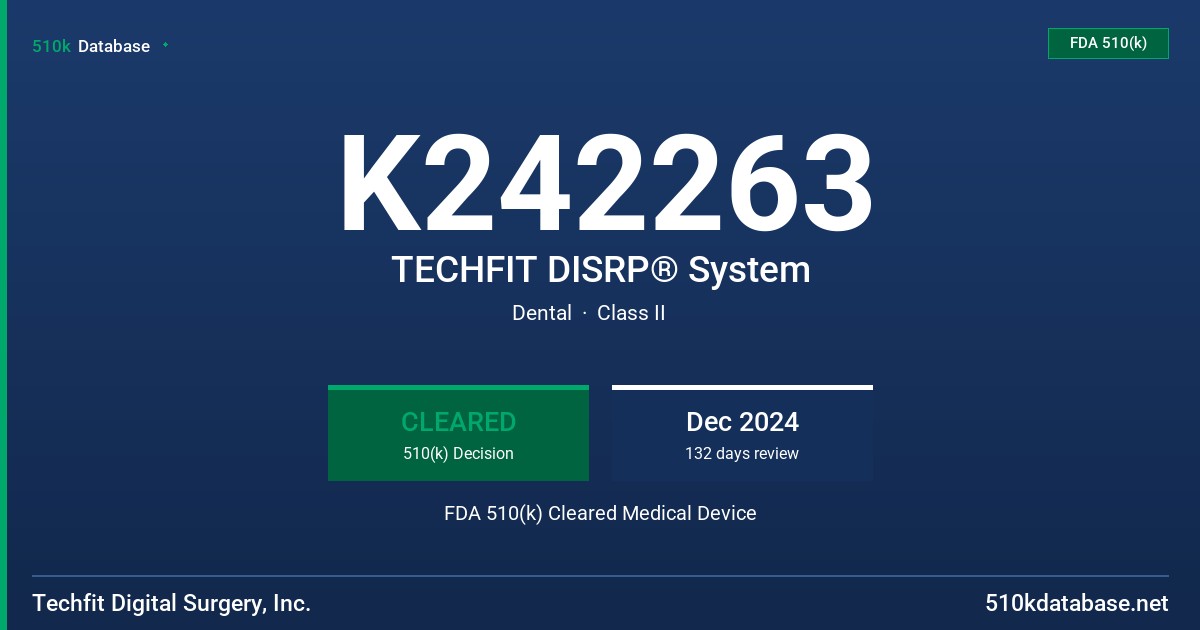 K242263 TECHFIT DISRP® System FDA 510(k) Cleared Medical Device