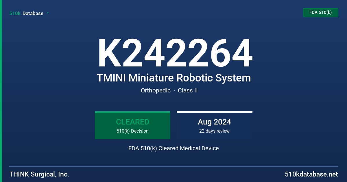 K242264 TMINI Miniature Robotic System FDA 510(k) Cleared Medical Device