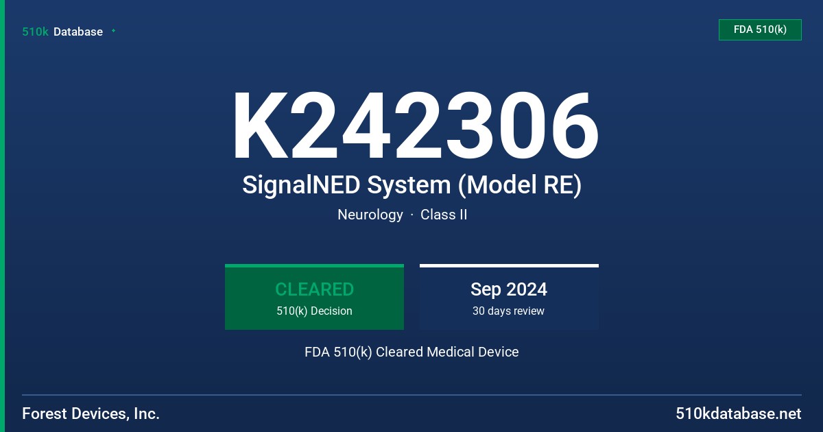 K242306 SignalNED System (Model RE) FDA 510(k) Cleared Medical Device
