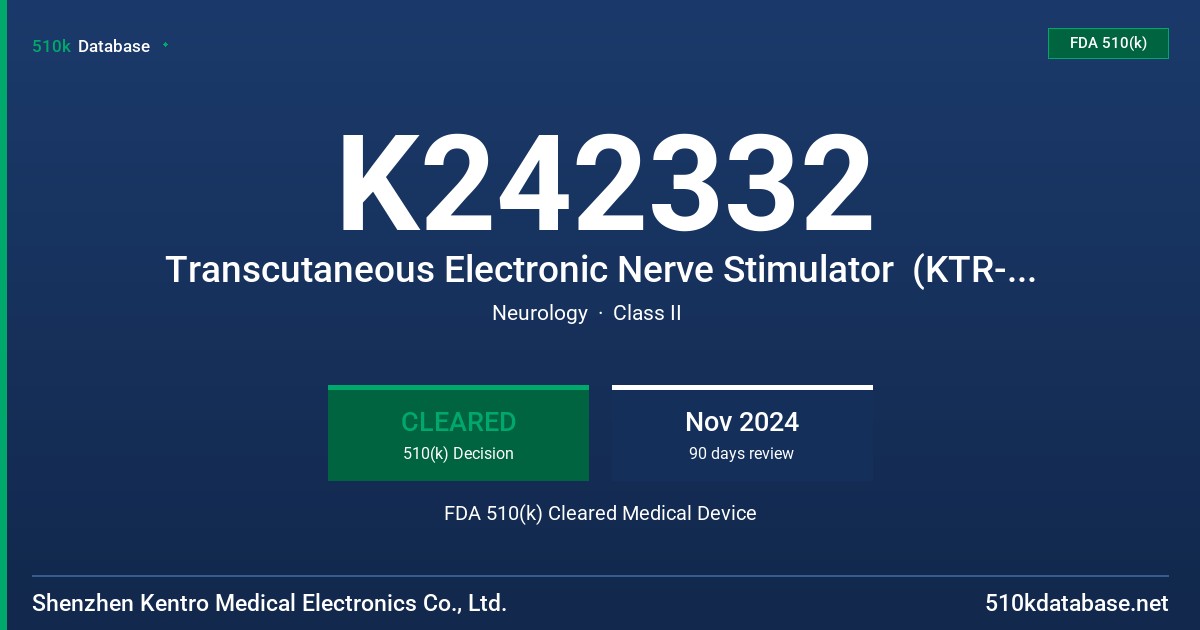 K242332 Transcutaneous Electronic Nerve Stimulator  (KTR-2301, KTR-2302, KTR-2341, KTR-2342, KTR-2401, KTR-2402, KTR-2411, KTR-2412, KTR-2491, KTR-2492, KTR-2493, KTR-2494) FDA 510(k) Cleared Medical Device