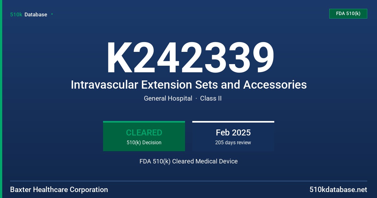K242339 Intravascular Extension Sets and Accessories FDA 510(k) Cleared Medical Device