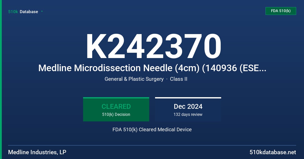 K242370 Medline Microdissection Needle (4cm) (140936 (ESE104A)) FDA 510(k) Cleared Medical Device