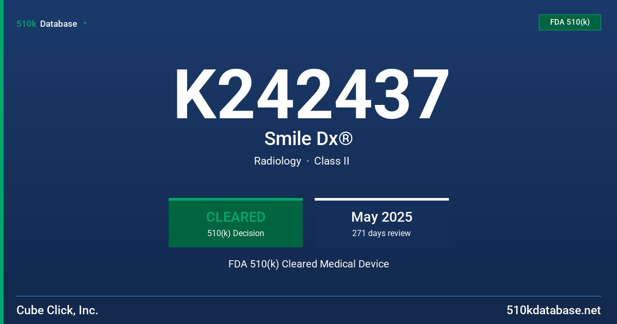K242437 Smile Dx® FDA 510(k) Cleared Medical Device