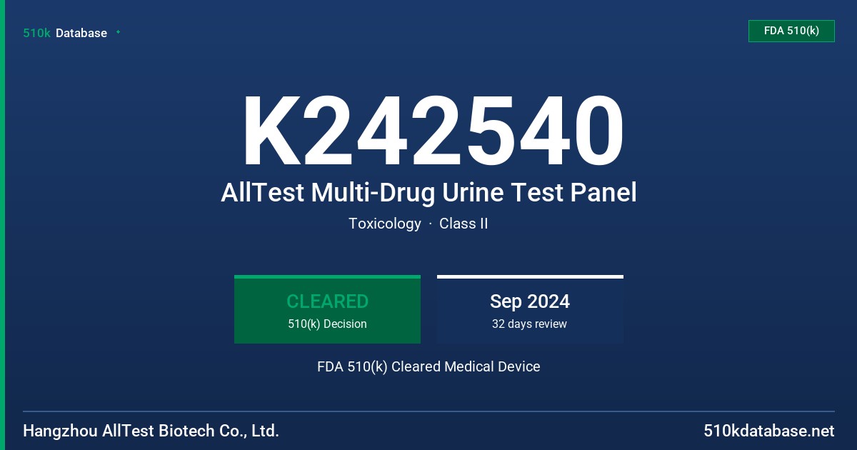 K242540 AllTest Multi-Drug Urine Test Panel FDA 510(k) Cleared Medical Device