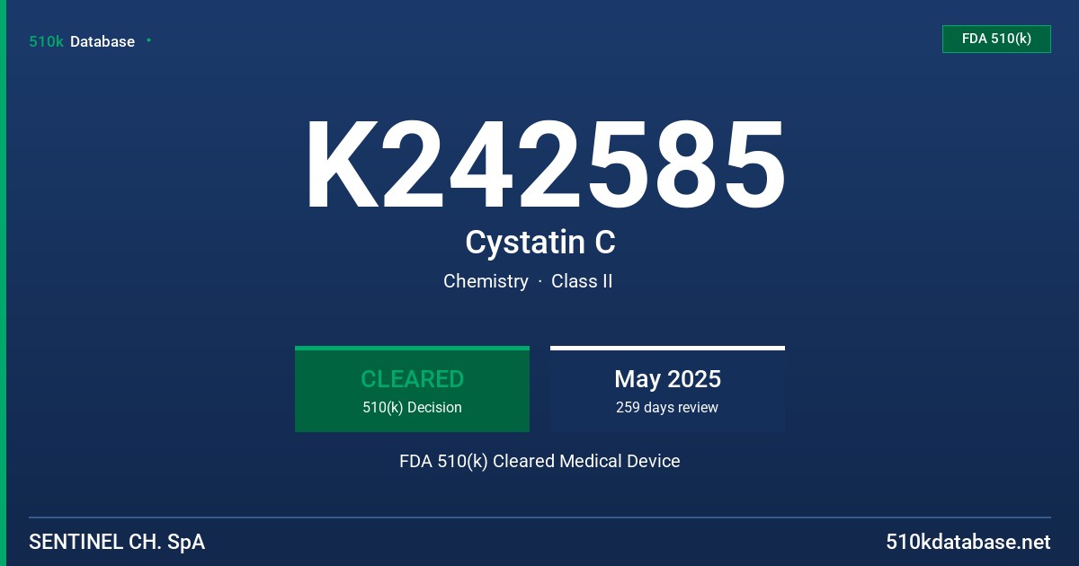 K242585 Cystatin C FDA 510(k) Cleared Medical Device