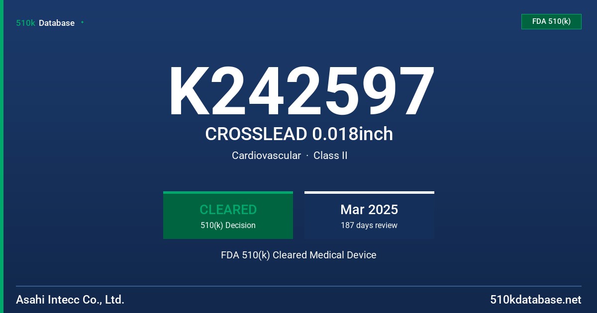 K242597 CROSSLEAD 0.018inch FDA 510(k) Cleared Medical Device