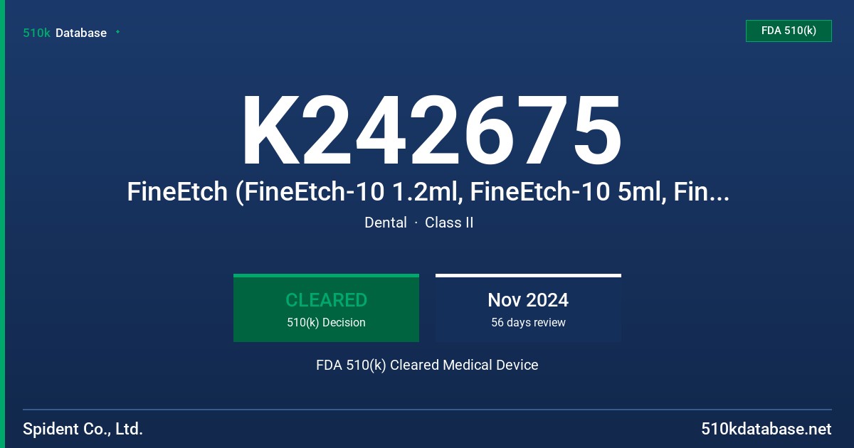 K242675 FineEtch (FineEtch-10 1.2ml, FineEtch-10 5ml, FineEtch-37 1.2ml FineEtch-37 5ml, FineEtch 37% 1.2ml 20ea pack) FDA 510(k) Cleared Medical Device