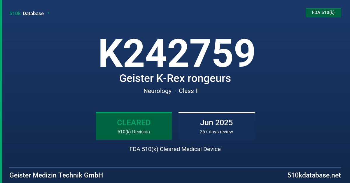 K242759 Geister K-Rex rongeurs FDA 510(k) Cleared Medical Device