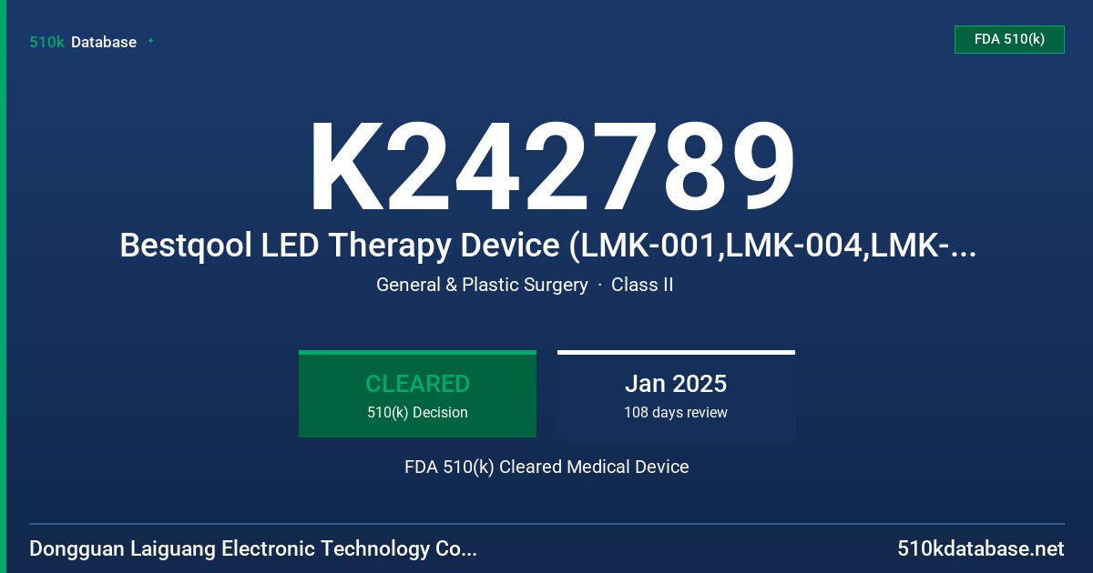 K242789 Bestqool LED Therapy Device (LMK-001,LMK-004,LMK-005,LMK-006) FDA 510(k) Cleared Medical Device