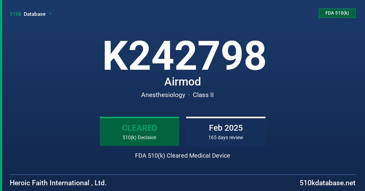 K242798 Airmod FDA 510(k) Cleared Medical Device