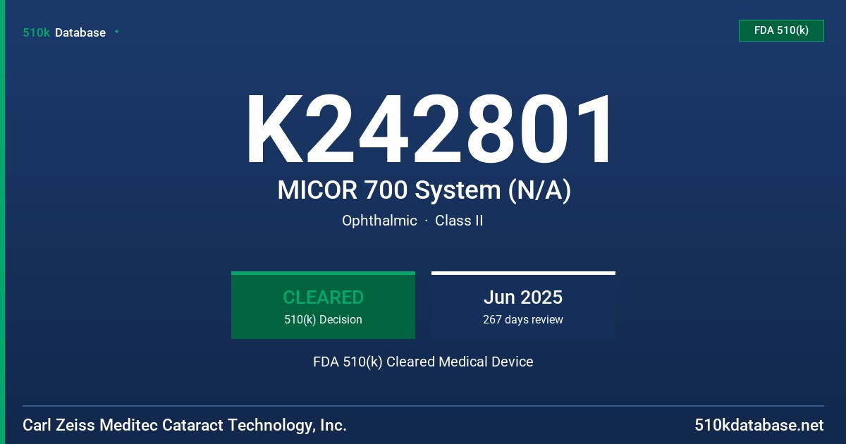 K242801 MICOR 700 System (N/A) FDA 510(k) Cleared Medical Device