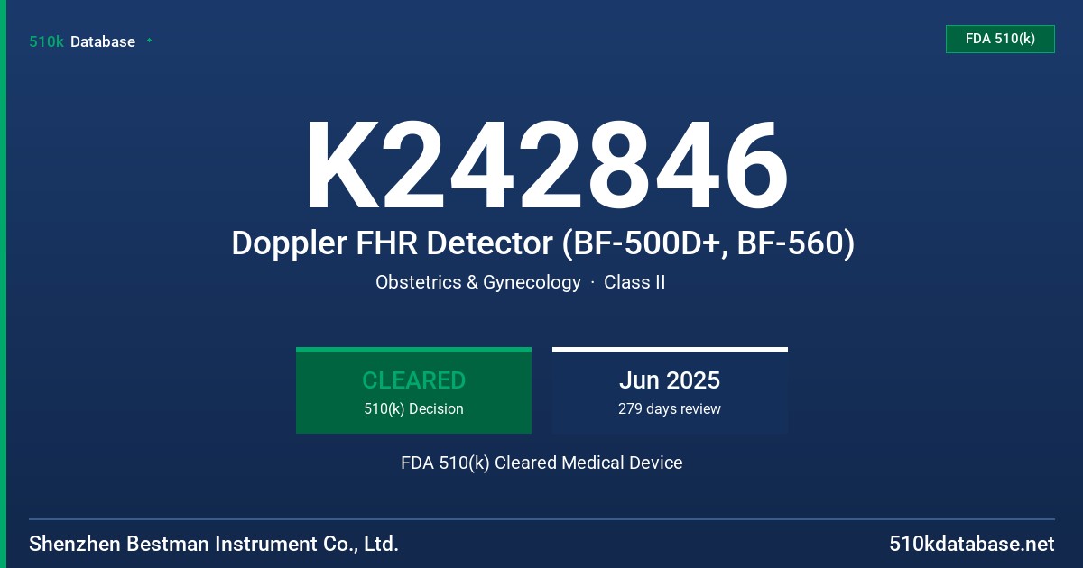 K242846 Doppler FHR Detector (BF-500D+, BF-560) FDA 510(k) Cleared Medical Device
