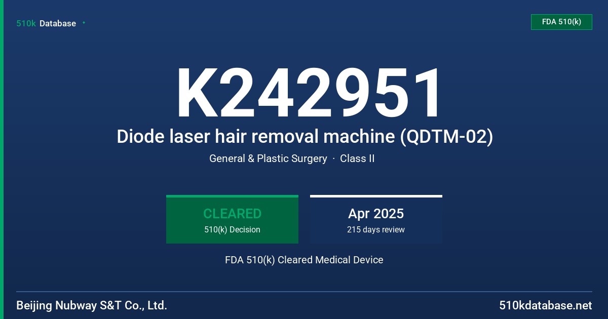 K242951 Diode laser hair removal machine (QDTM-02) FDA 510(k) Cleared Medical Device