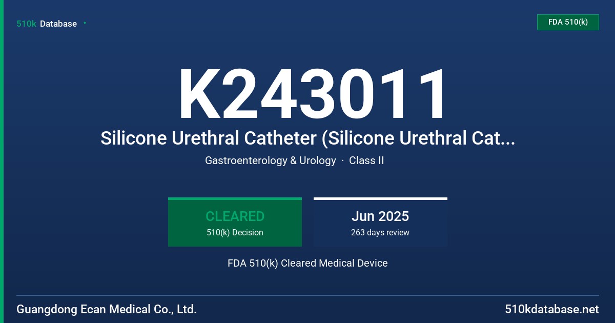K243011 Silicone Urethral Catheter (Silicone Urethral Catheter) FDA 510(k) Cleared Medical Device