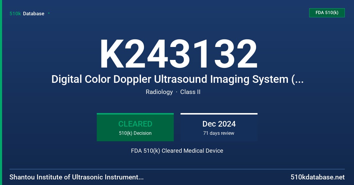 K243132 Digital Color Doppler Ultrasound Imaging System (Readius L15) FDA 510(k) Cleared Medical Device