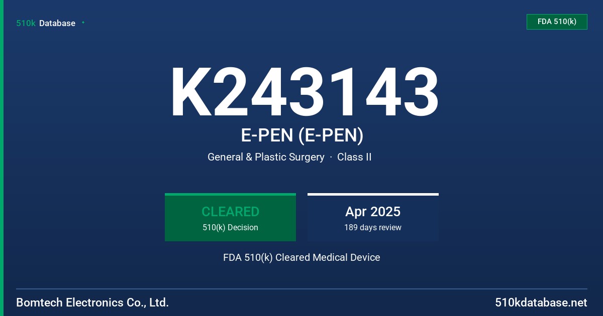 K243143 E-PEN (E-PEN) FDA 510(k) Cleared Medical Device