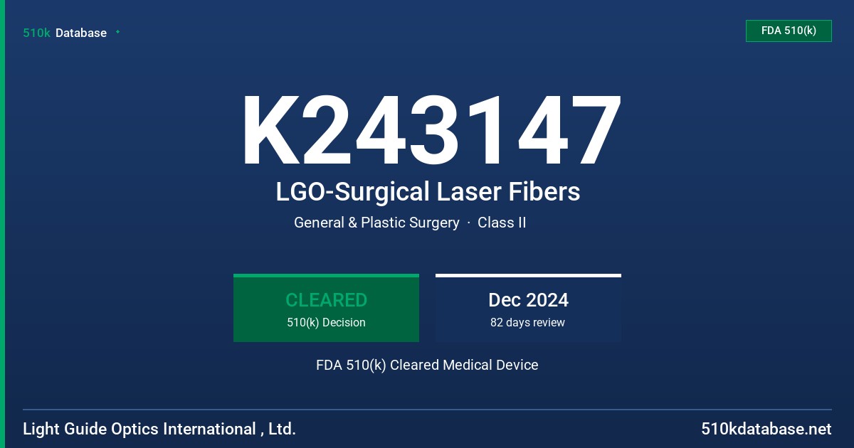K243147 LGO-Surgical Laser Fibers FDA 510(k) Cleared Medical Device