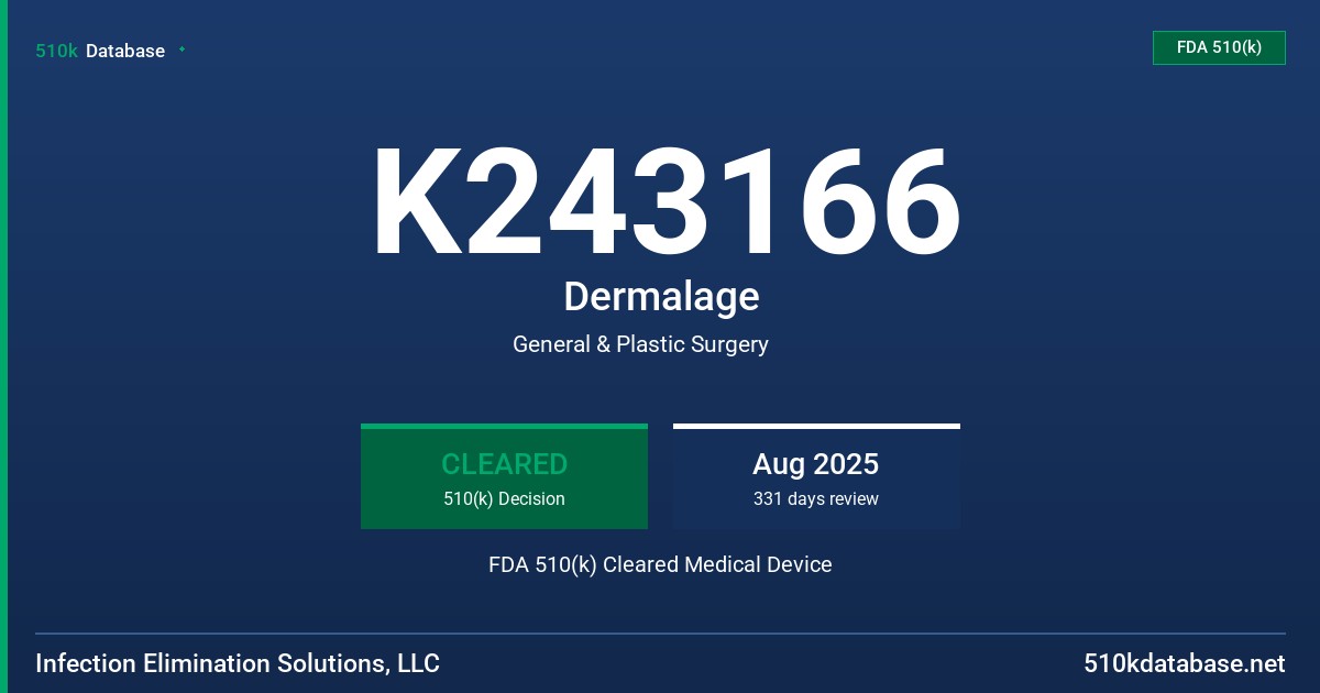 K243166 Dermalage FDA 510(k) Cleared Medical Device