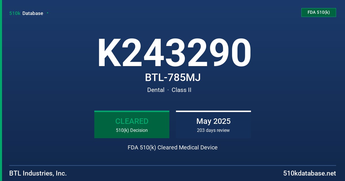 K243290 BTL-785MJ FDA 510(k) Cleared Medical Device