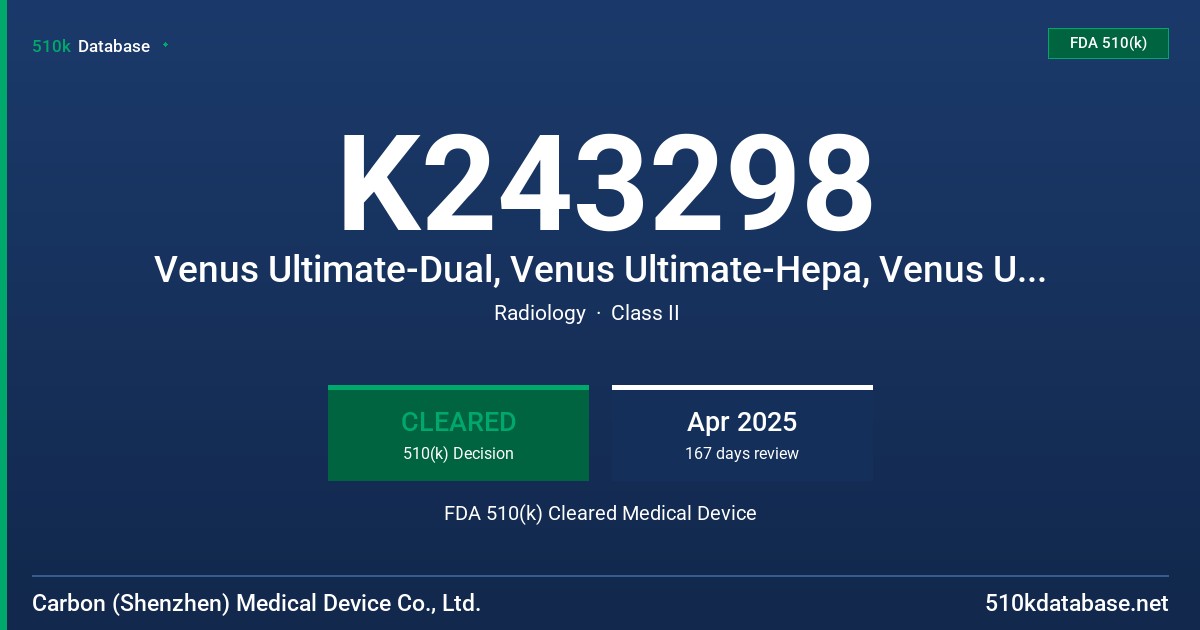 K243298 Venus Ultimate-Dual, Venus Ultimate-Hepa, Venus Ultimate-Uro Diagnostic Ultrasound System FDA 510(k) Cleared Medical Device