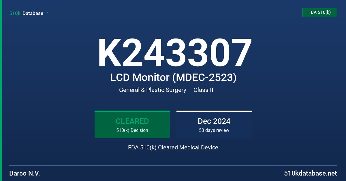 K243307 LCD Monitor (MDEC-2523) FDA 510(k) Cleared Medical Device