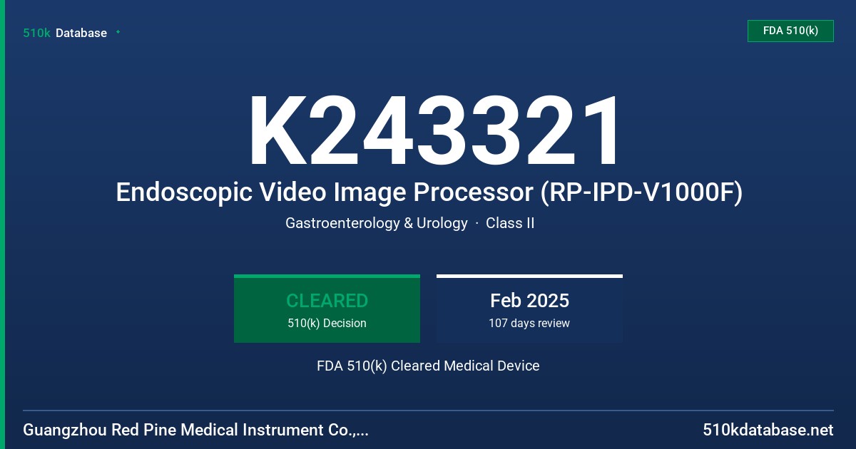 K243321 Endoscopic Video Image Processor (RP-IPD-V1000F) FDA 510(k) Cleared Medical Device