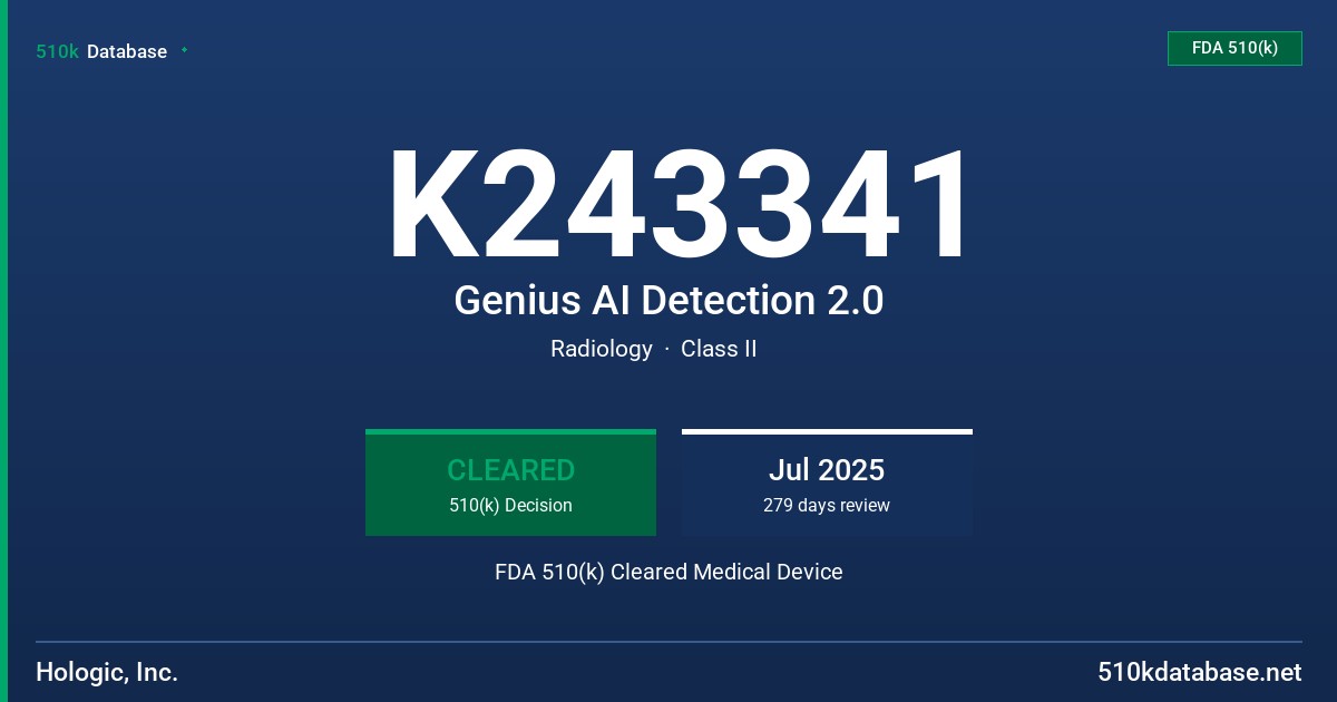 K243341 Genius AI Detection 2.0 FDA 510(k) Cleared Medical Device
