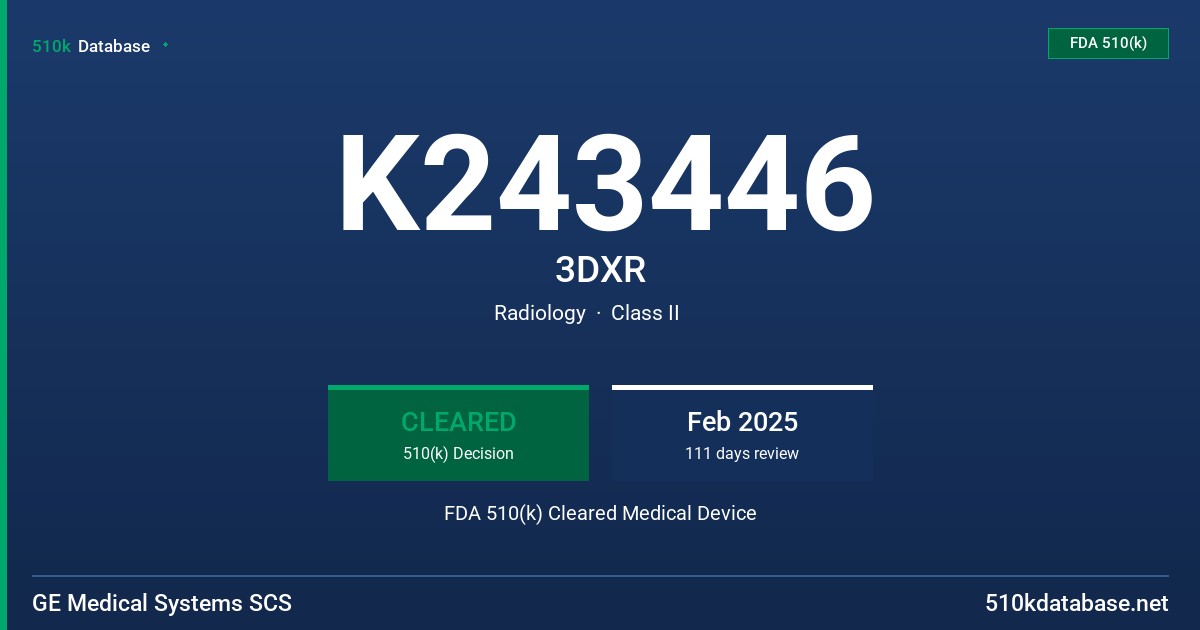K243446 3DXR FDA 510(k) Cleared Medical Device