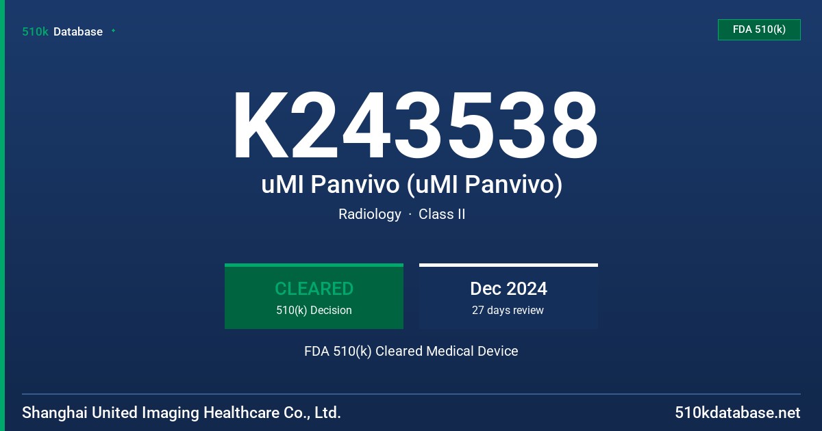 K243538 uMI Panvivo (uMI Panvivo) FDA 510(k) Cleared Medical Device