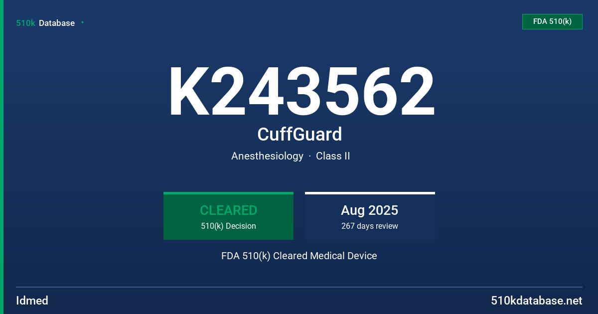 K243562 CuffGuard FDA 510(k) Cleared Medical Device